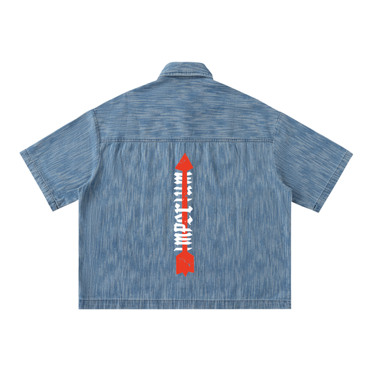 Distressed Wash Short-Sleeve Shirt