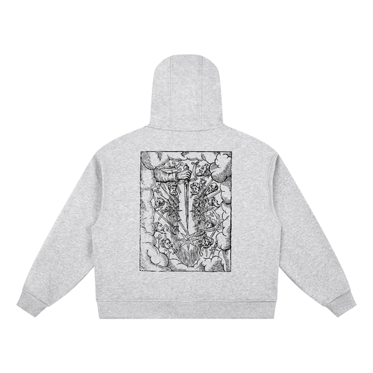 Boxy Button Placket Hoodie