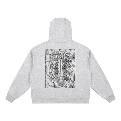 Boxy Button Placket Hoodie