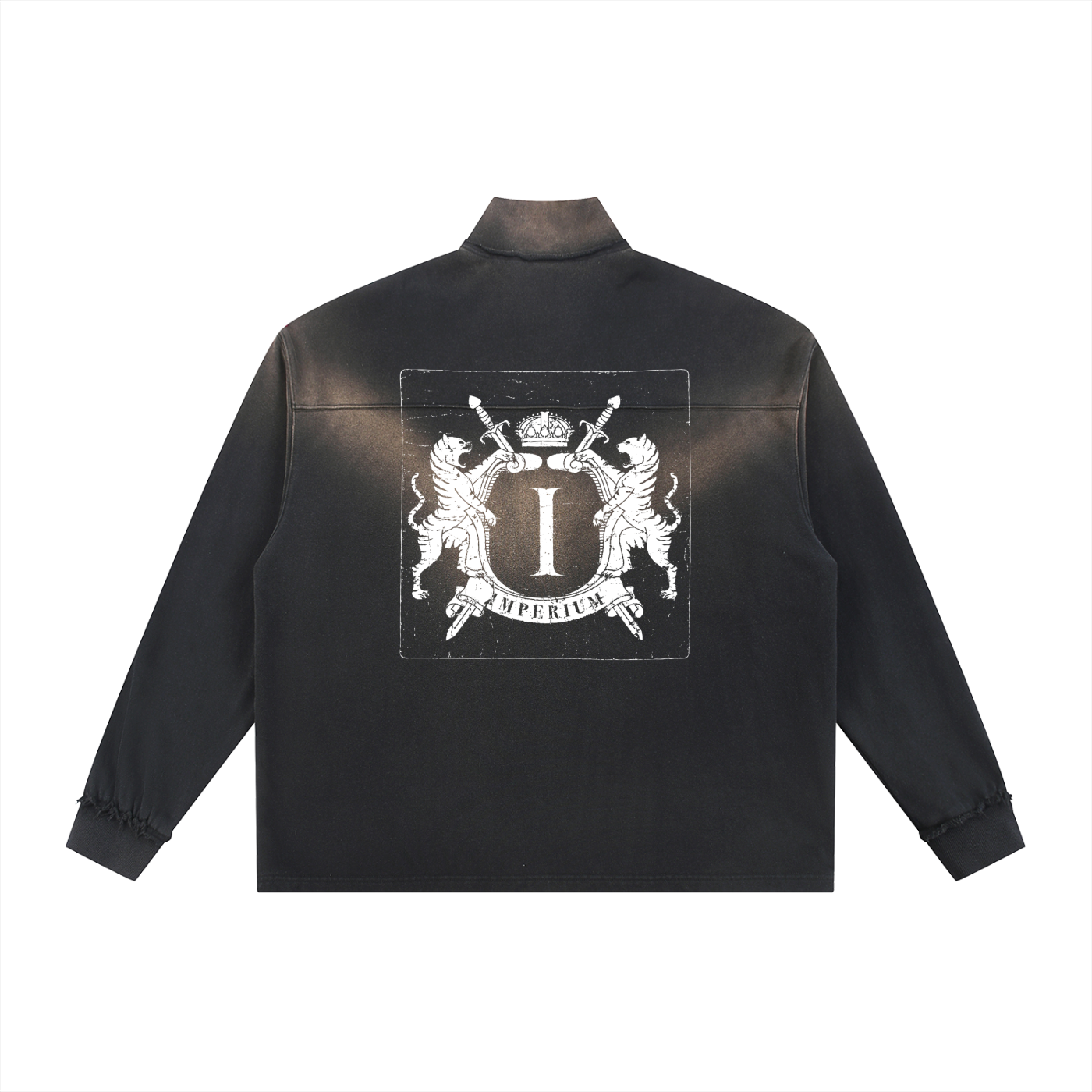 Sun Fade Raw Edge Quarter-Zip Sweatshirt