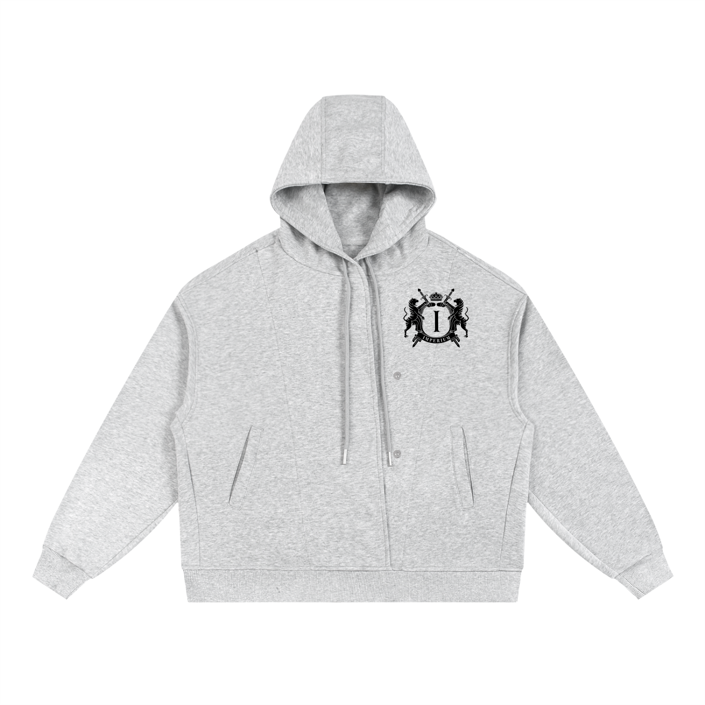 Boxy Button Placket Hoodie