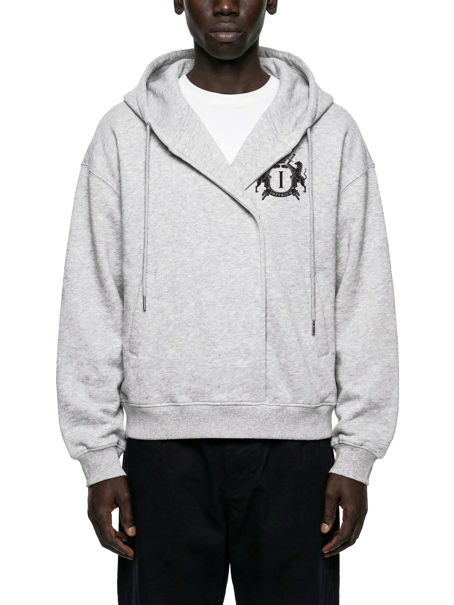 Boxy Button Placket Hoodie