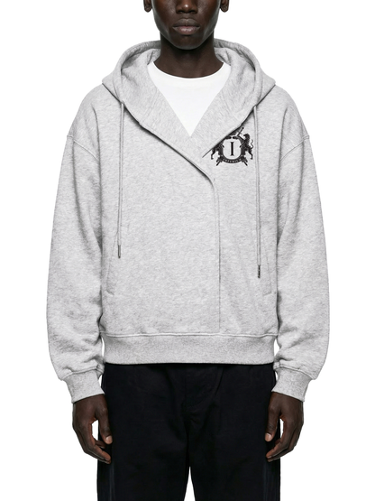 Boxy Button Placket Hoodie