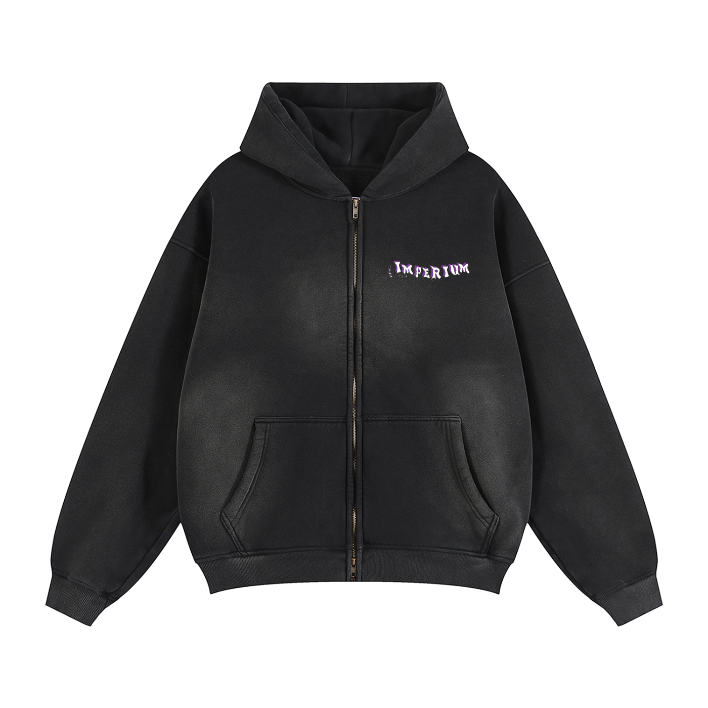 Sunfade Two-way Zipper Boxy Fleece Hoodie