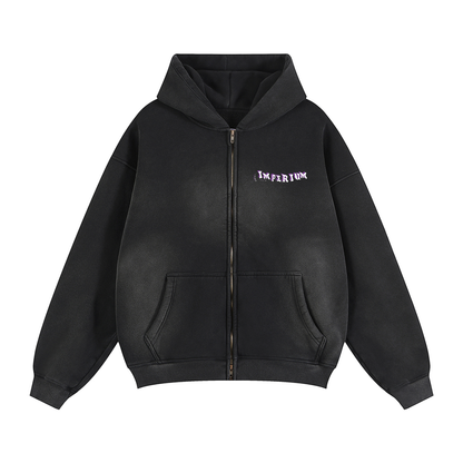 Sunfade Two-way Zipper Boxy Fleece Hoodie