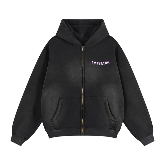 Sunfade Two-way Zipper Boxy Fleece Hoodie