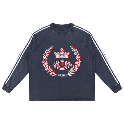 Eye Snow Washed Contrast Tape Sweatshirt
